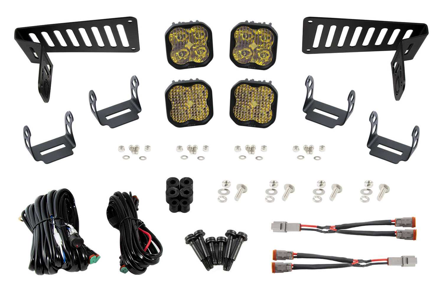 Diode Dynamics - SS3 Cowl LED Bracket Kit for 2018-2024 Jeep JL Wrangler/Gladiator, Yellow Sport - DD6555