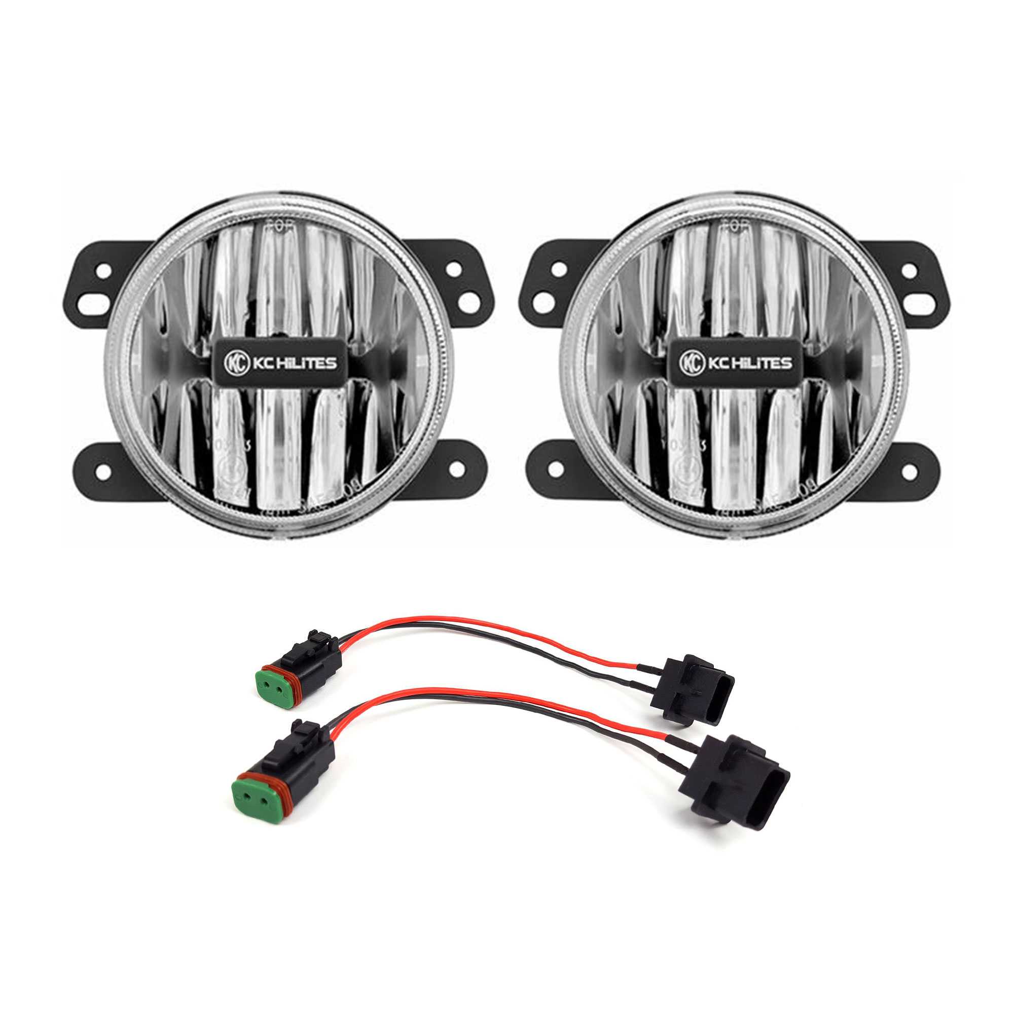 KC HiLiTES 4 in Gravity LED G4 - 2-Light Roof Rack - SAE/ECE - 10W Fog Beam - Jeep JL / JT Stock Bumper - 506